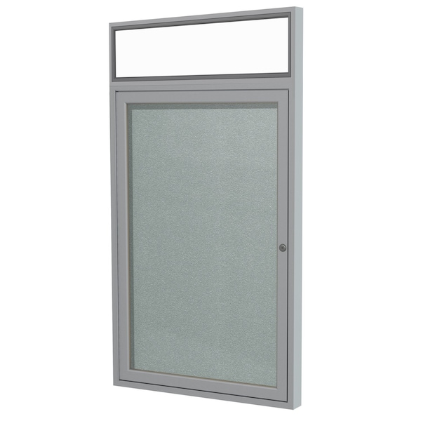 Enclosed Bulletin Board, 1 Door, Vinyl, Hdlnr Frame, 3 ft H x 2 ft W, Silver